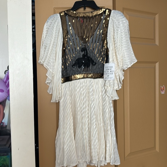 Free people evening dress white with gold and black sequins - Picture 4 of 5